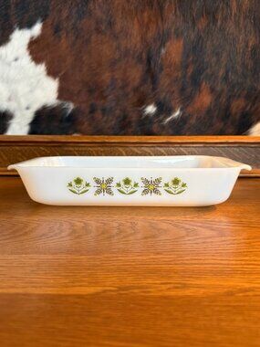 Anchor Hocking MEADOW GREEN Fire King Bakeware 1 Qt Rectangle Vintage #441